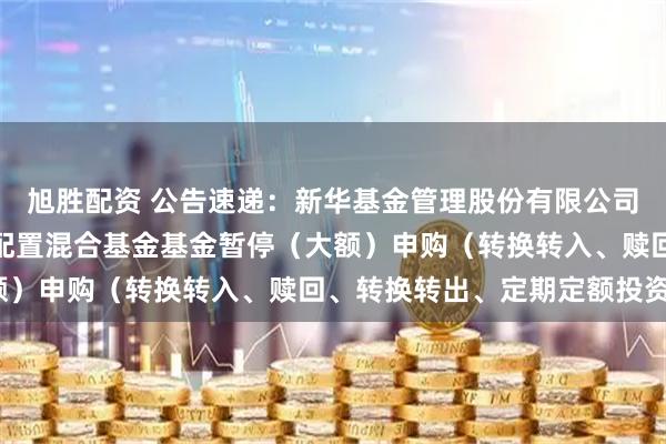 旭胜配资 公告速递：新华基金管理股份有限公司新华外延增长主题灵活配置混合基金基金暂停（大额）申购（转换转入、赎回、转换转出、定期定额投资）