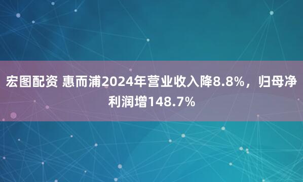宏图配资 惠而浦2024年营业收入降8.8%，归母净利润增148.7%