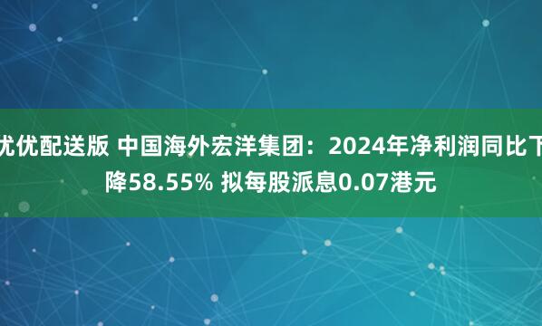 优优配送版 中国海外宏洋集团：2024年净利润同比下降58.55% 拟每股派息0.07港元