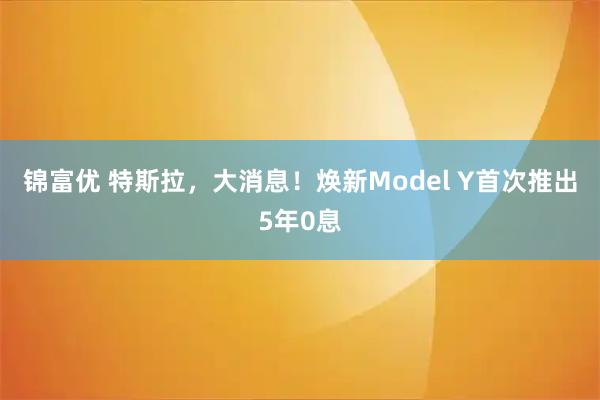 锦富优 特斯拉，大消息！焕新Model Y首次推出5年0息