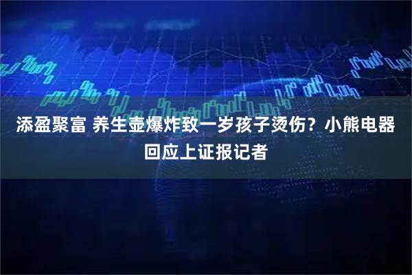 添盈聚富 养生壶爆炸致一岁孩子烫伤？小熊电器回应上证报记者