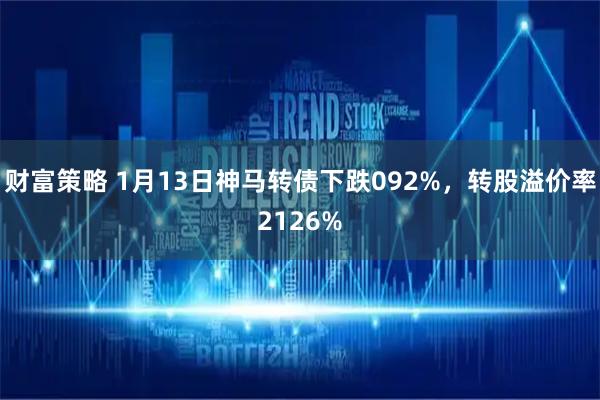 财富策略 1月13日神马转债下跌092%，转股溢价率2126%